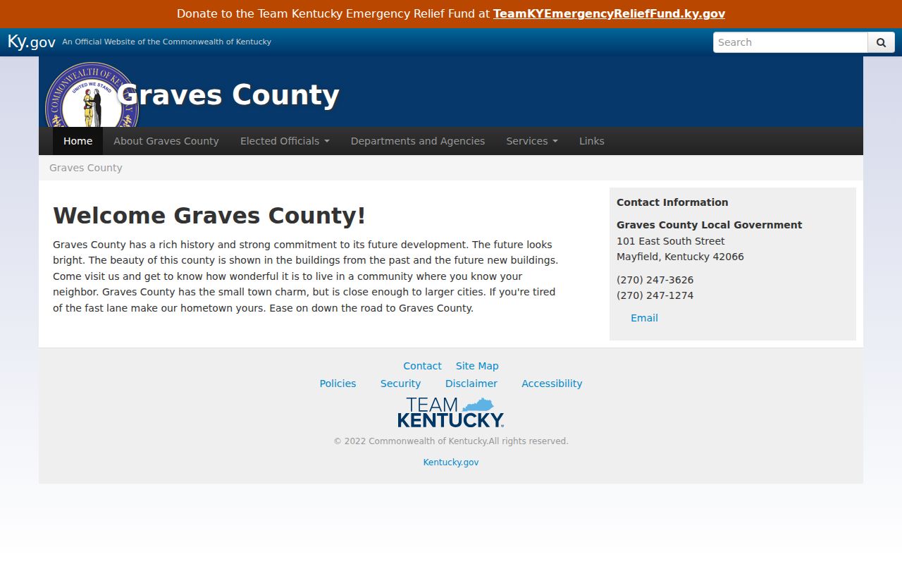 Graves County criminal records and local government homepage