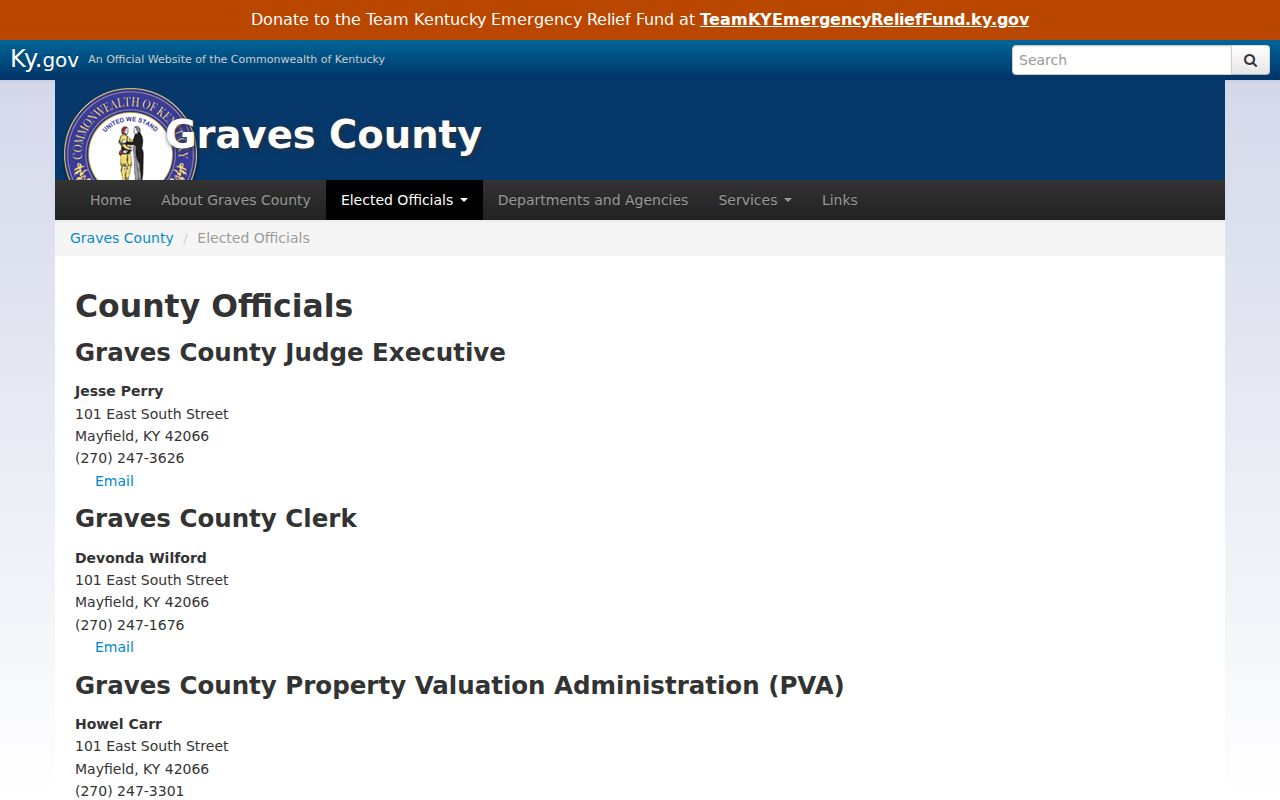 Graves County criminal justice officials and records offices