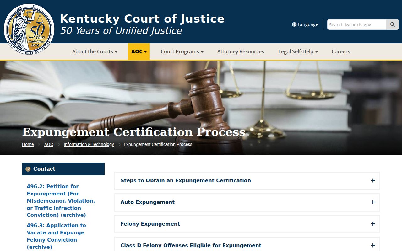 Graves County criminal case expungement certification information