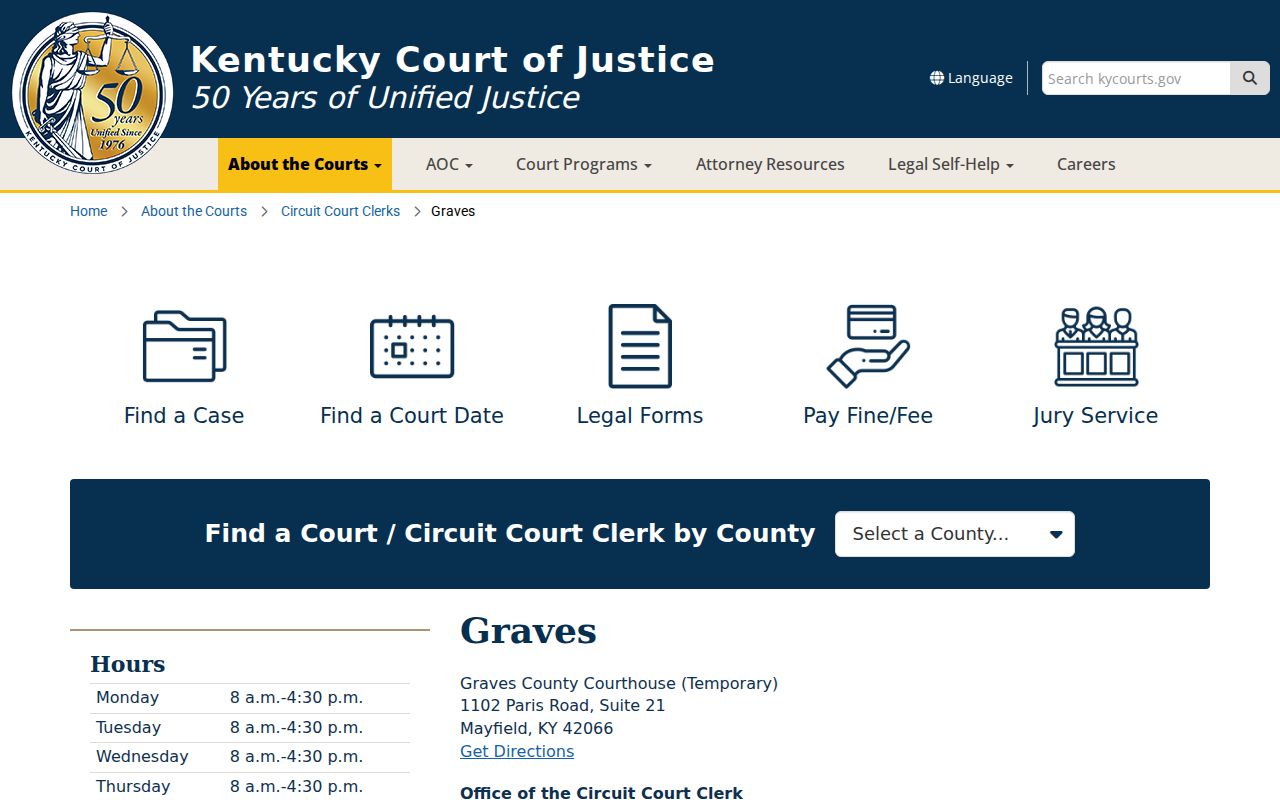 Graves County criminal court case courthouse and clerk information